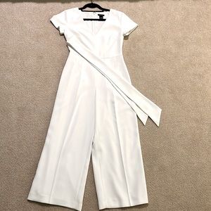 Club Monaco white jumpsuit with belt.